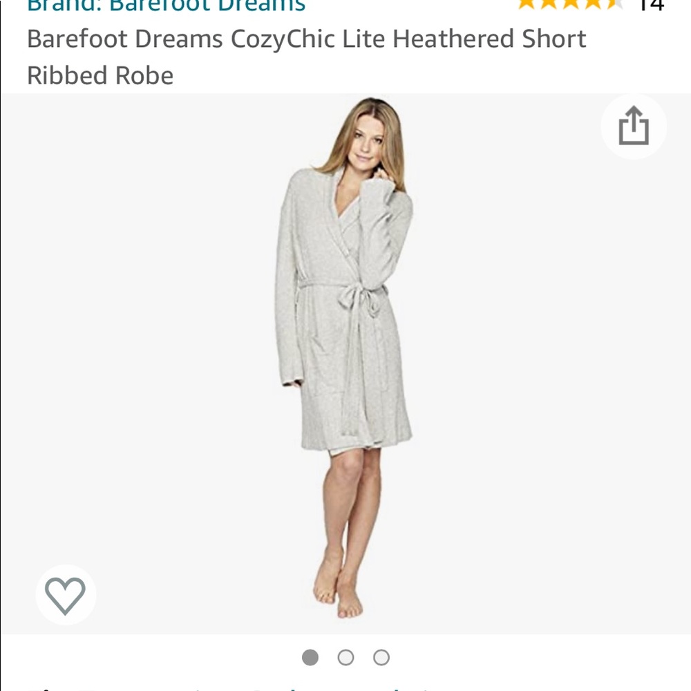 Barefoot Dreams Short Heathered Robe Pewter/Pearl